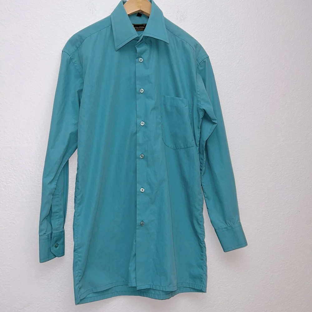 Porto Filo Extra Fine Turquoise Long Sleeve Shirt Size M